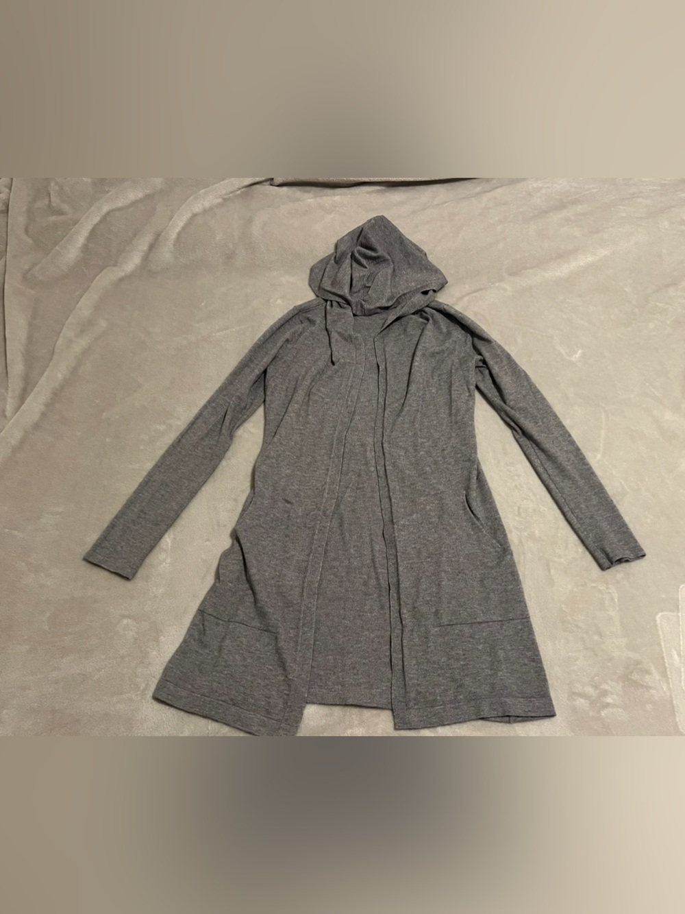Cyrus Heather Gray Open Front Knit Cardigan